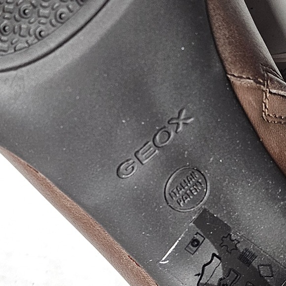 GEOX D Annya A Respira Brown Leather Booties Shooties Block Heel Womens 5 New - Picture 10 of 16